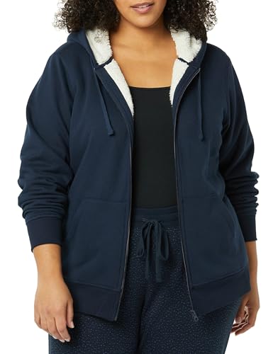 Amazon Essentials navy sherpa-lined fleece hoodie