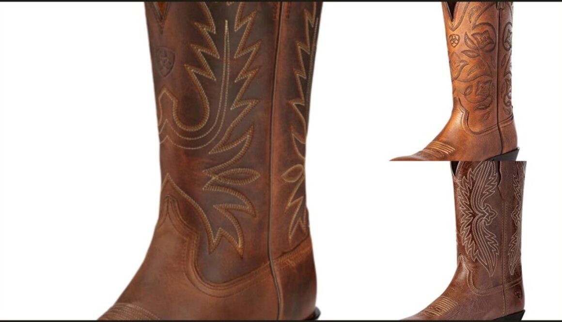Everyday western boots collage: Heritage R Toe, round toe, StretchFit boots with denim