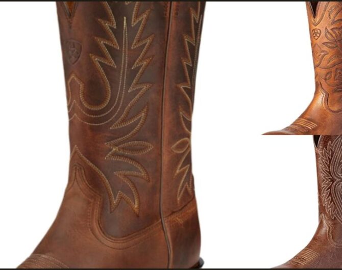 Everyday western boots collage: Heritage R Toe, round toe, StretchFit boots with denim