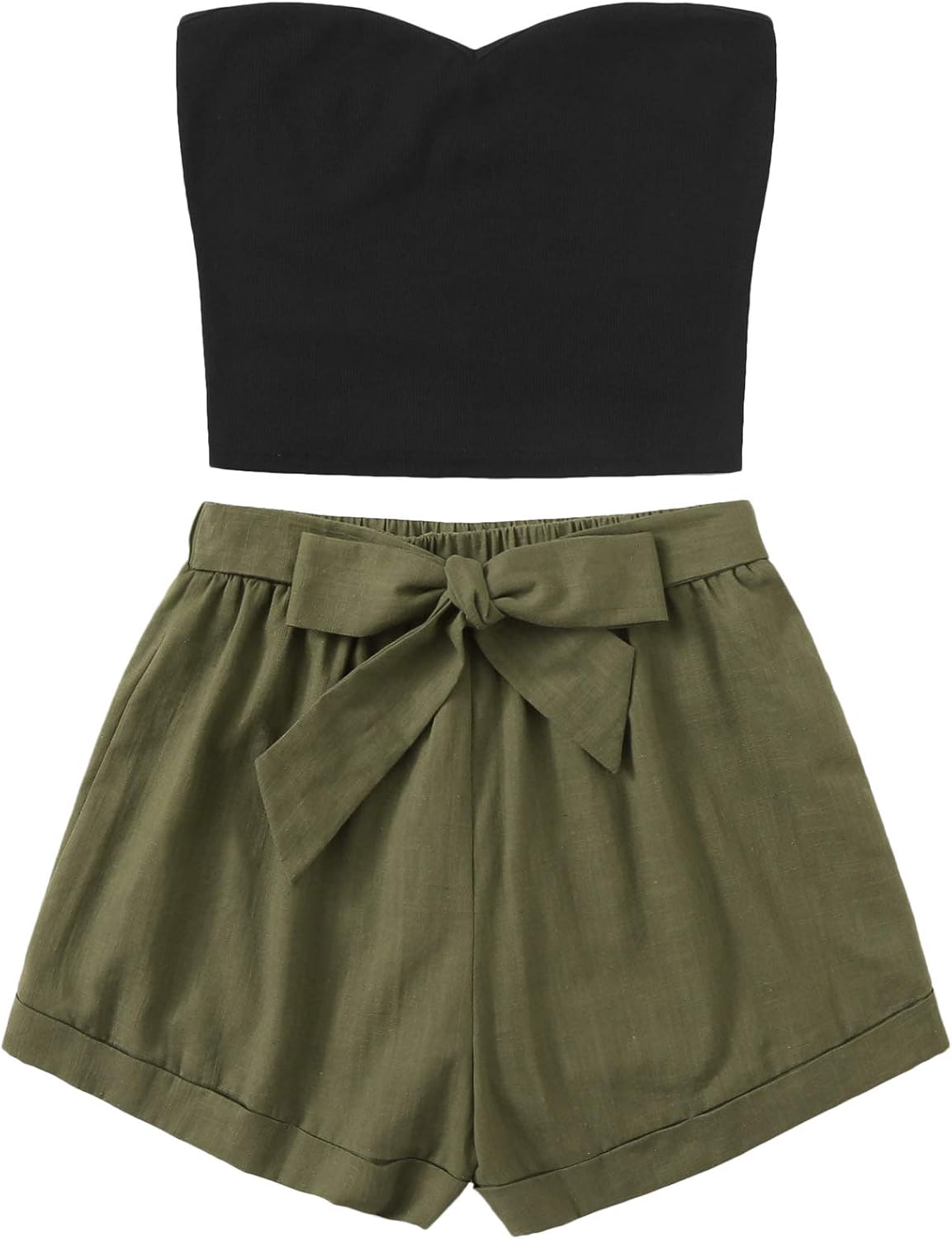 Floerns tube crop top and shorts set for chic Amazon vacation fashion