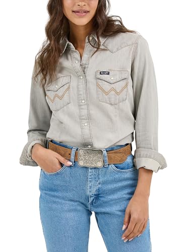 Wrangler long sleeve western snap work shirt gray pearl snap shirt outfit