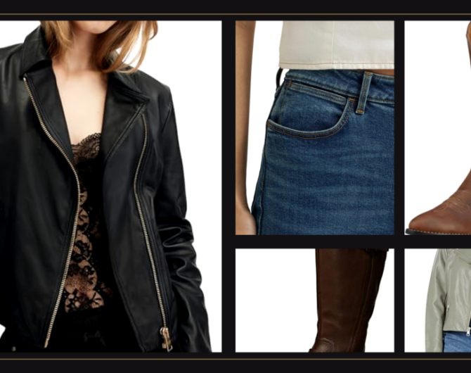Alexander McQueen Fall 2026 Texas edit product collage — leather, bootcut, boots