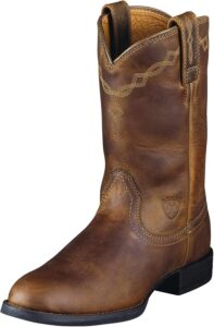 Ariat women's Heritage Roper Western boot in distressed brown leather