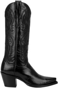 Dan Post Maria black leather snip-toe cowboy boot with a 13-inch shaft