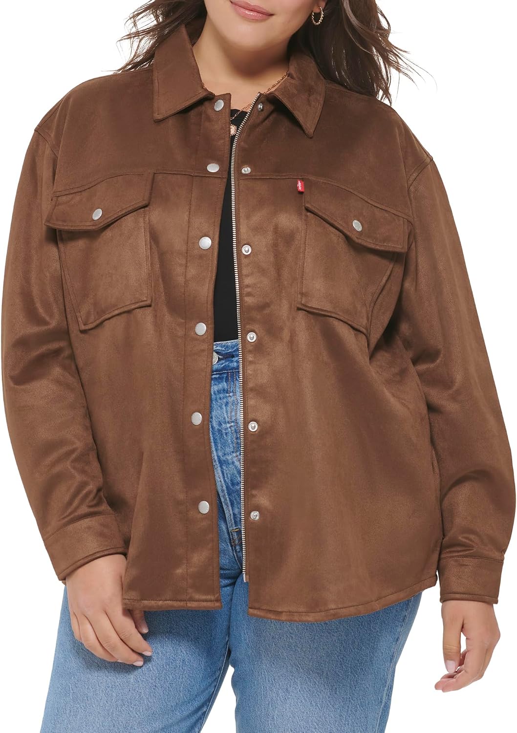 Levi's soft faux suede shirt jacket for Texas suede jacket outfit