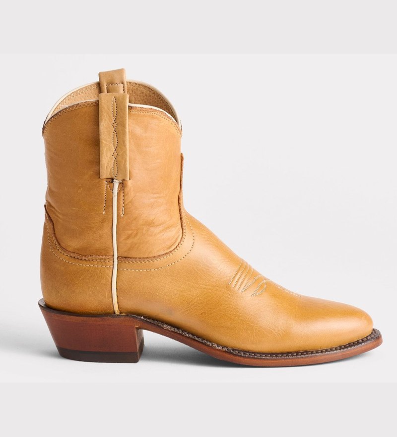 Lucchese Gaby bootie in tan leather with an R roper toe