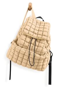 ODODOS quilted puffer backpack in taupe