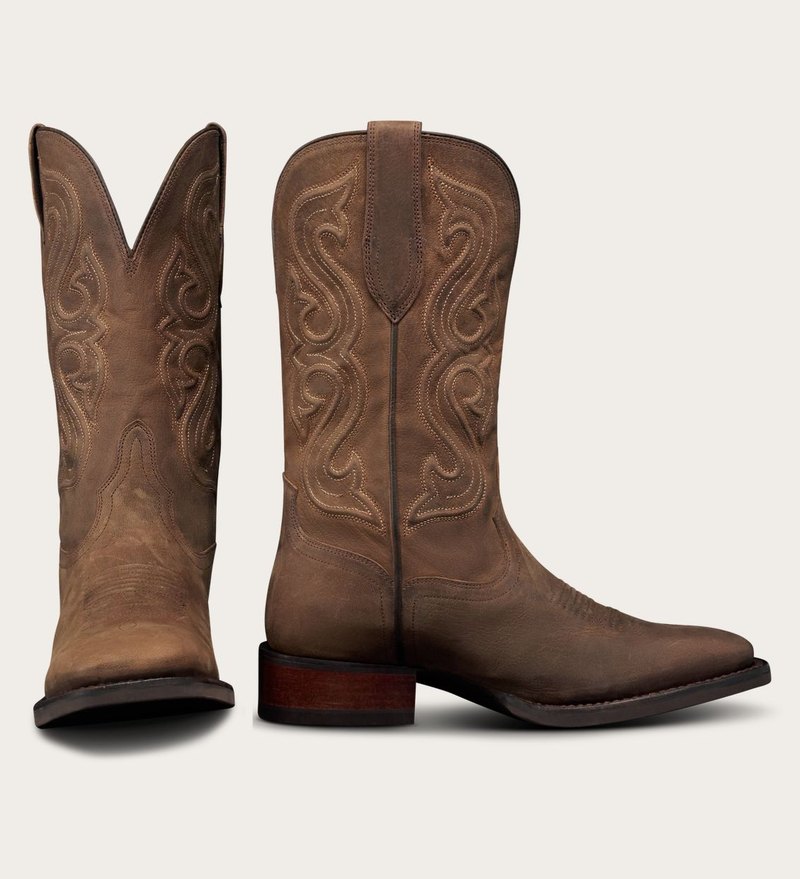 Tecovas Tess cowgirl boot in brown goat with a broad square toe