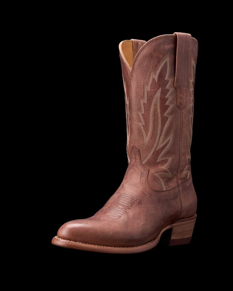 Tecovas The Jamie women's cowgirl boot in Scotch brown goat leather with a round toe and stacked heel