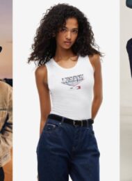 What to wear to F1 Austin: Tommy Hilfiger x Cadillac Austin denim look, Austin tank with dark jeans, and brown cowgirl boots with dark flare jeans