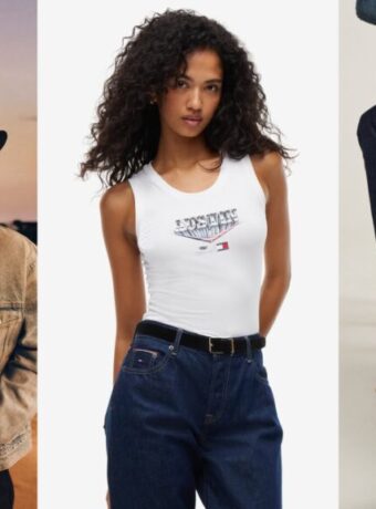 What to wear to F1 Austin: Tommy Hilfiger x Cadillac Austin denim look, Austin tank with dark jeans, and brown cowgirl boots with dark flare jeans