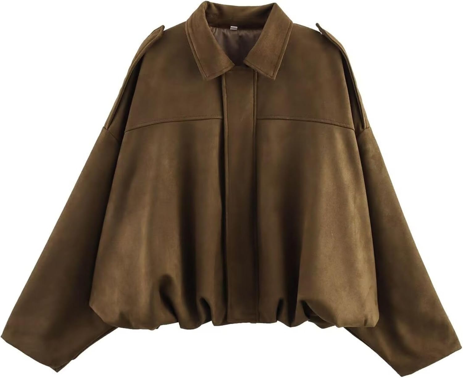 Brown faux suede bomber jacket to layer over dark wash jeans