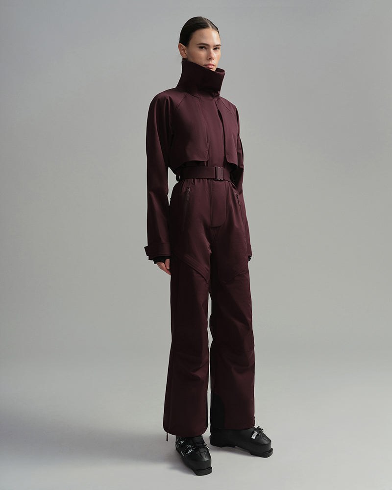 Cordova Volta one-piece ski suit in bordeaux, a luxury ski brands pick