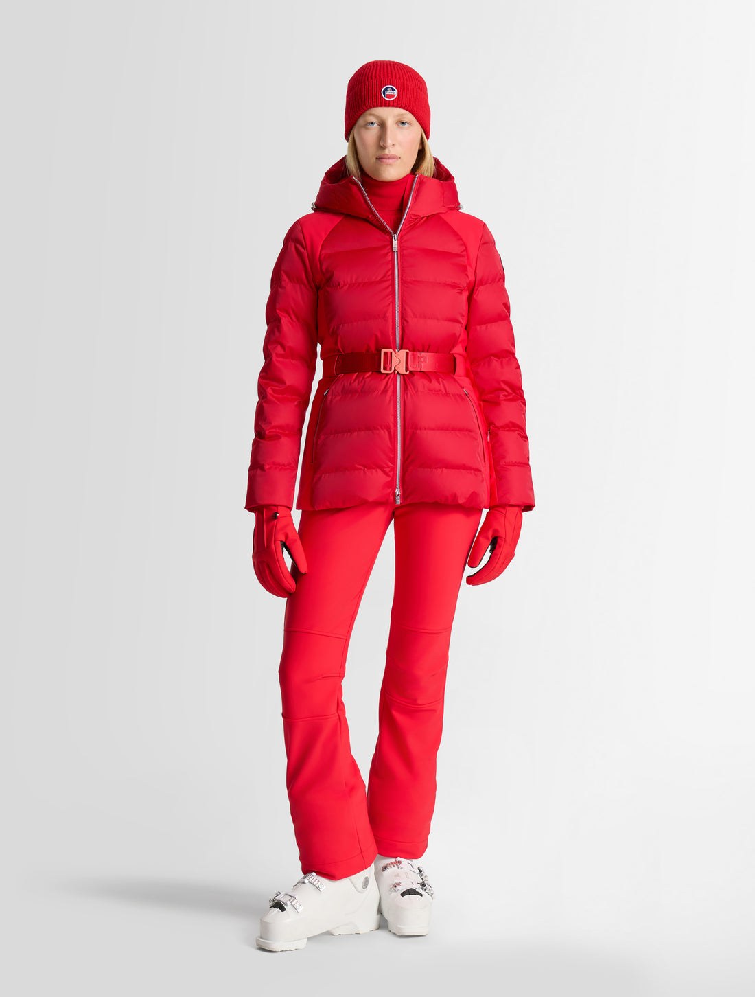 Fusalp Maela belted quilted ski jacket in red