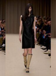 Luxury western style inspiration: three McQueen Fall 2026 runway looks in black and gray