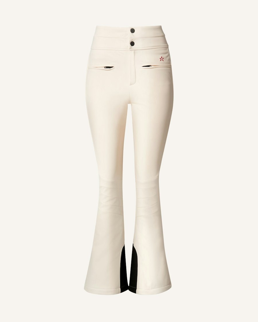 Perfect Moment high-waist Aurora flare ski pant in cream with a flared hem