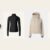 Four ski trip packing pieces side by side: a gray Stetson hat, a seamless thermal base layer top, a beige and white Bogner ski jacket and a cream merino ski sweater