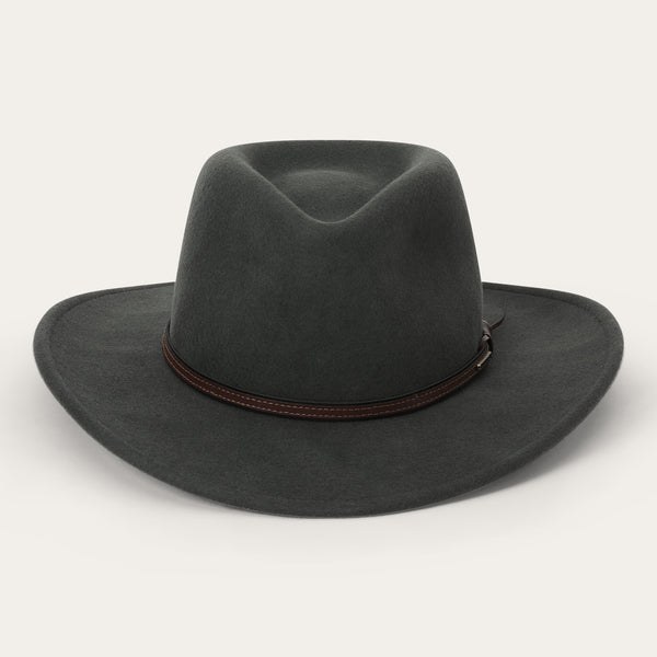 Stetson Bozeman Outdoor Hat in steel gray wool felt with a braided leather band